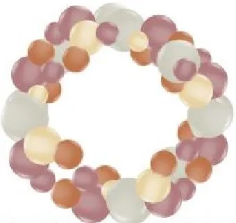 Illustration of a round frame, full garland