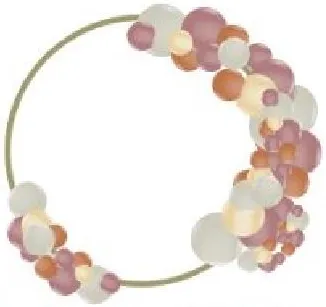 Illustration of a round frame, half garland